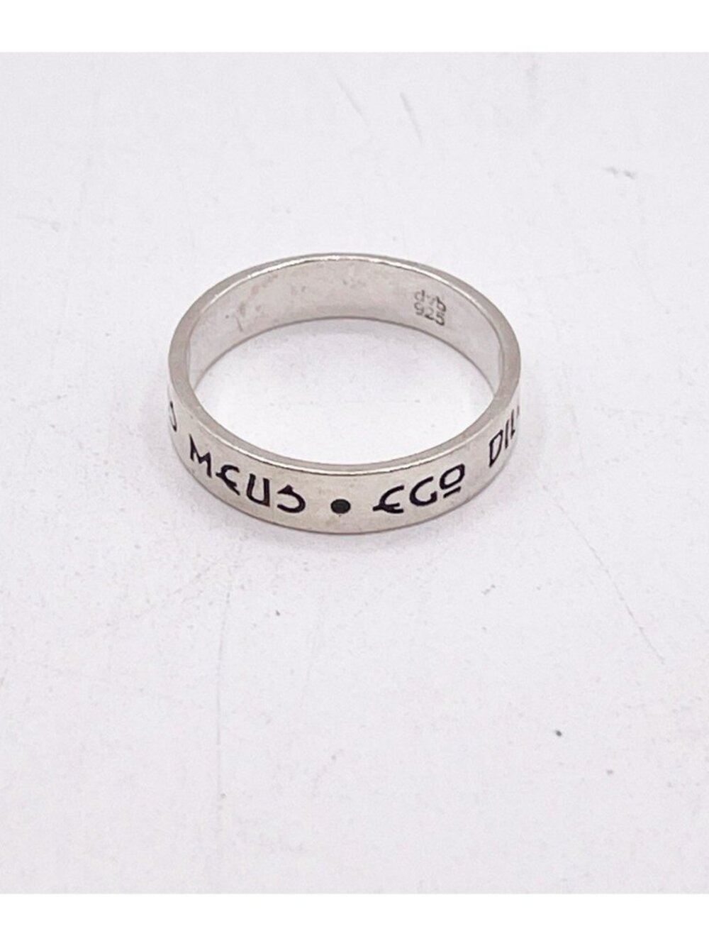 VTG DVB 925 Sterling Silver Latin Inscribed Band Ring Ego Dilectus Meus SZ 8.5